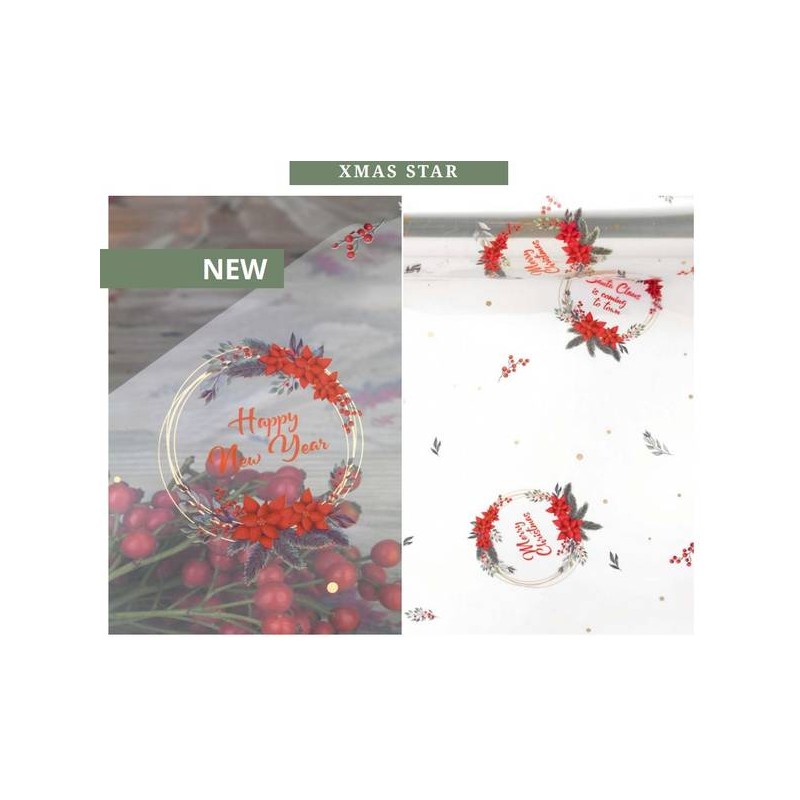 FOGLI CELLOPHANE 100x130 DECORO XMAS STAR STESO 50fg