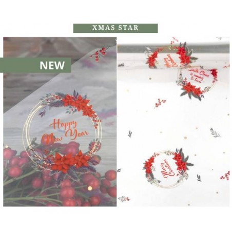 FOGLI CELLOPHANE 100x130 DECORO XMAS STAR STESO 50fg
