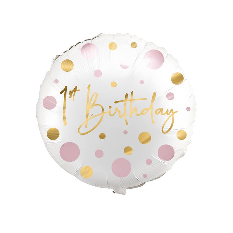 PALLONE MYLAR FIRST BIRTHDAY ROSA ø45cm