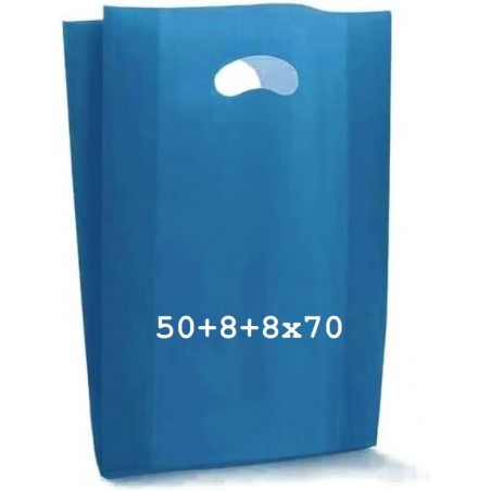 SHOPPER FAGIOLO PE/HD 60my 50+8+8x70cm BLU 5kg (lg.N°28 24/03/12) **TASSA CONAI 0,718/KG INCLUSA**