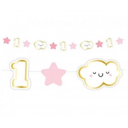 FESTONE 1° COMPLEANNO 120cm ROSA