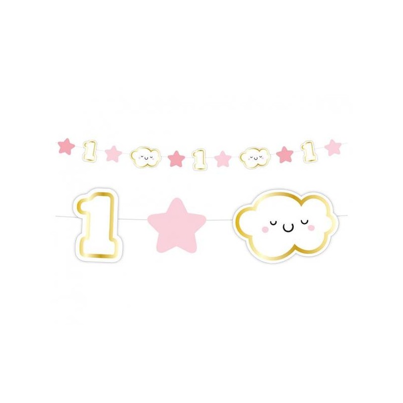 FESTONE 1° COMPLEANNO 120cm ROSA