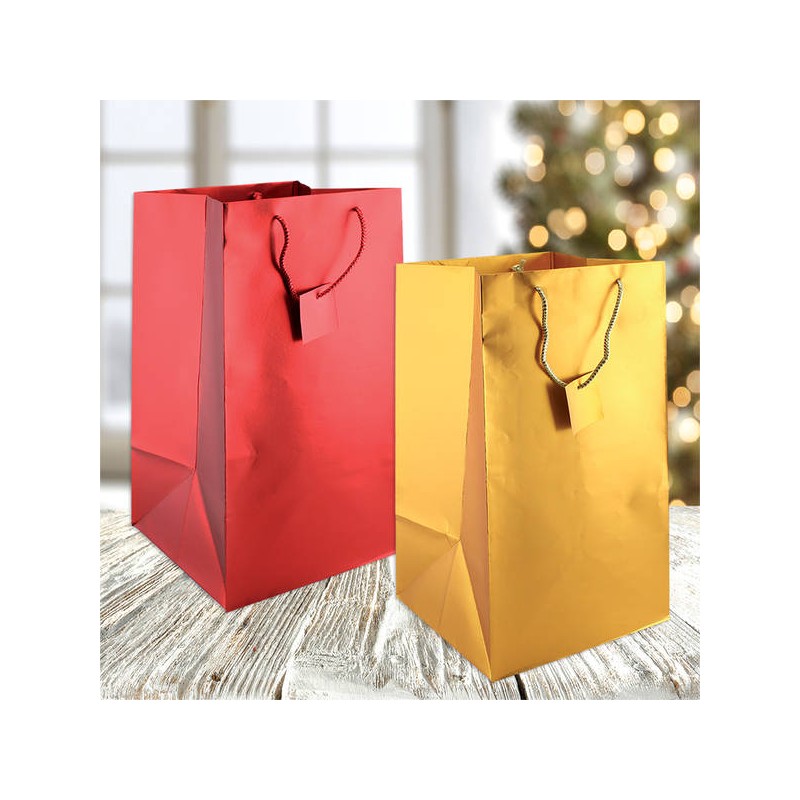 SHOPPER CARTA PORTA PANDORO/PANETTONE 23x23x45cm ROSSO O ORO