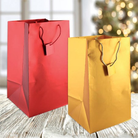 SHOPPER CARTA PORTA PANDORO/PANETTONE 23x23x45cm ROSSO O ORO