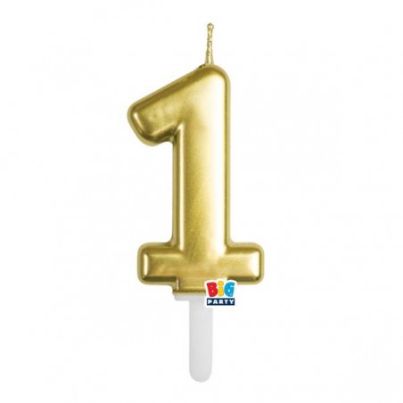 CANDELINA NUMERO 1 TINY PLUMP ORO METAL 7cm