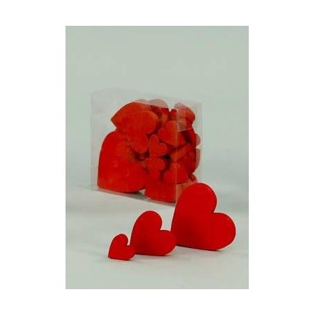 CUORI ROSSO IN LEGNO BOX 40pz