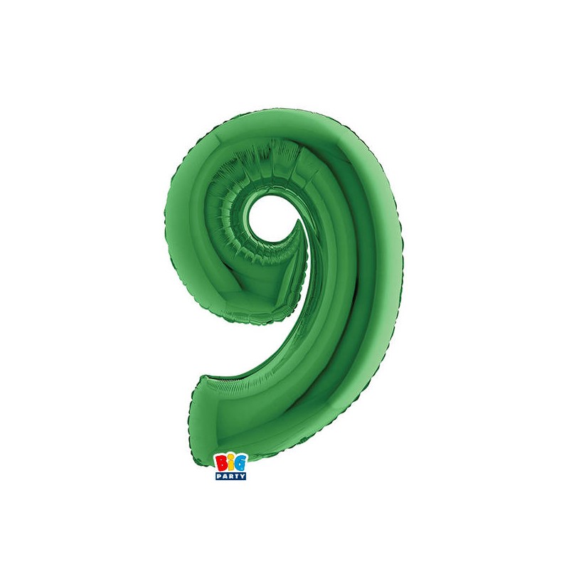 PALLONE NUMERO 9 MYLAR 102cm 40 VERDE