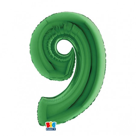 PALLONE NUMERO 9 MYLAR 102cm 40 VERDE