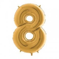 PALLONE NUMERO 8 MYLAR 102cm 40 ORO