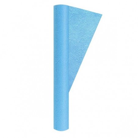 TOVAGLIA TNT ROTOLO 120x5mt FLORAL CELESTE