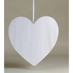 CUORE LEGNO BIANCO C/NASTRO H.54cm