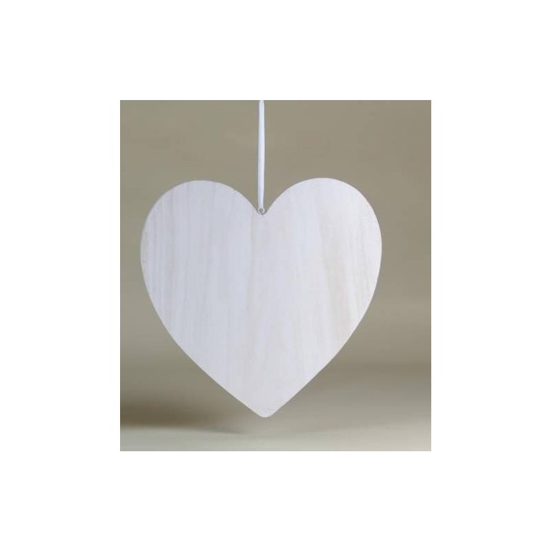 CUORE LEGNO BIANCO C/NASTRO H.54cm