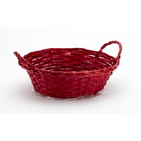 CESTO VIMINI TONDO CON MANICI ø28x9cm ROSSO