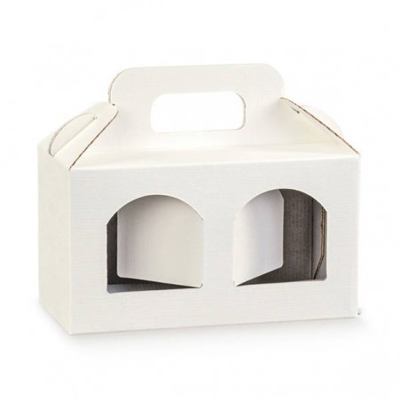 SCATOLA PORTA 2 VASETTI 17x8x9cm SETA BIANCO 10pz