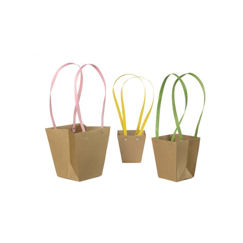 SHOPPER CARTA TRAPEZE 12x12,5+8cm MANICO COL. ASS.TI