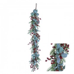 GHIRLANDA VERDE C/BACCHE ROSSE H.130cm