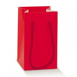 SHOPPER IN CARTA C/CORDINI 7x7x12cm LINO ROSSO