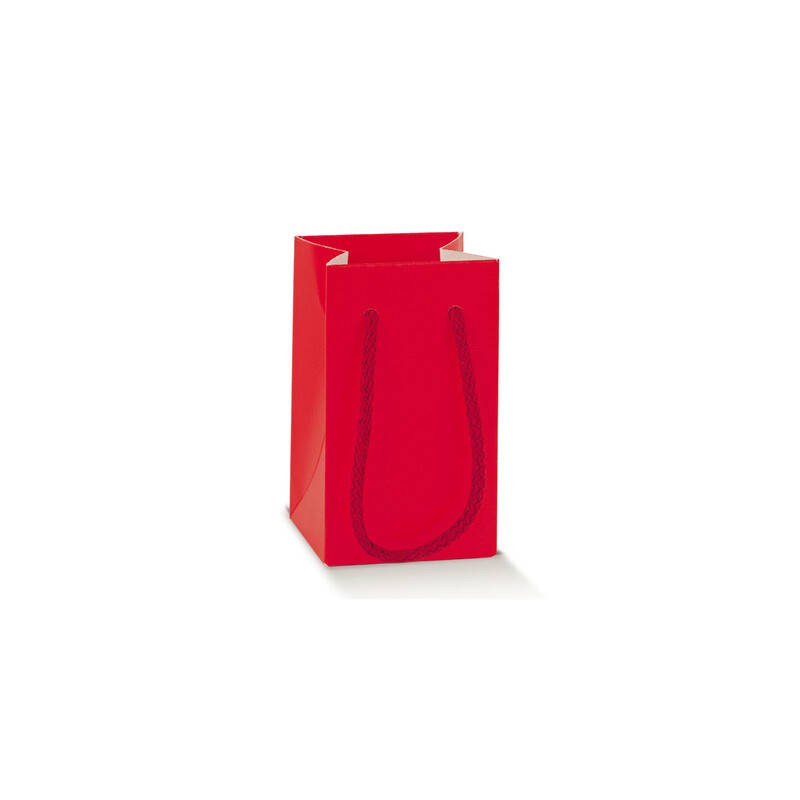 SHOPPER IN CARTA C/CORDINI 7x7x12cm LINO ROSSO