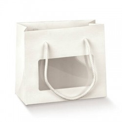 SHOPPER IN CARTA C/CORDINI E FINESTRA 16x8x14cm FIBRA BIANCO