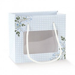 SHOPPER IN CARTA C/CORDINI E FINESTRA 16x8x14cm ELEFANTINO AZZURRO