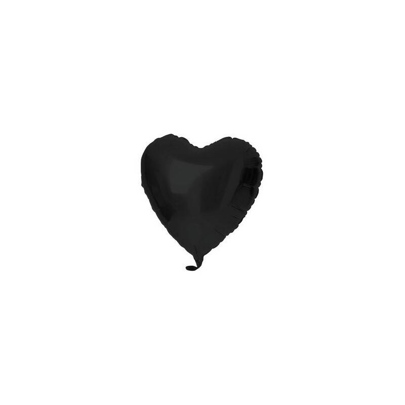 PALLONE MYLAR CUORE 18 45cm NERO MAT