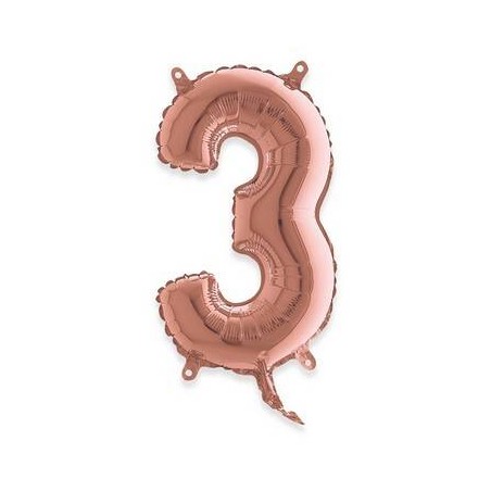 PALLONE NUMERO 3 MYLAR 36cm ROSE GOLD
