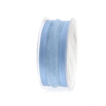 NASTRO ORGANZA BORDO RASO mm40x25mt CELESTE