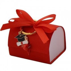 SCATOLINA BOX ROSSA 7x5cm C/PORTACHIAVI LAUREA 6pz