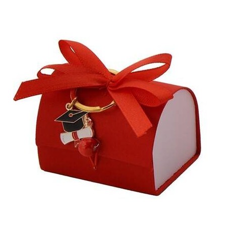 SCATOLINA BOX ROSSA 7x5cm C/PORTACHIAVI LAUREA 6pz