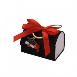SCATOLINA BOX NERA 7x5cm C/PORTACHIAVI LAUREA 6pz