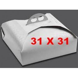 SCATOLA PORTA TORTA QUADRATA MIS.31x31x7 BIANCO RAMAGE