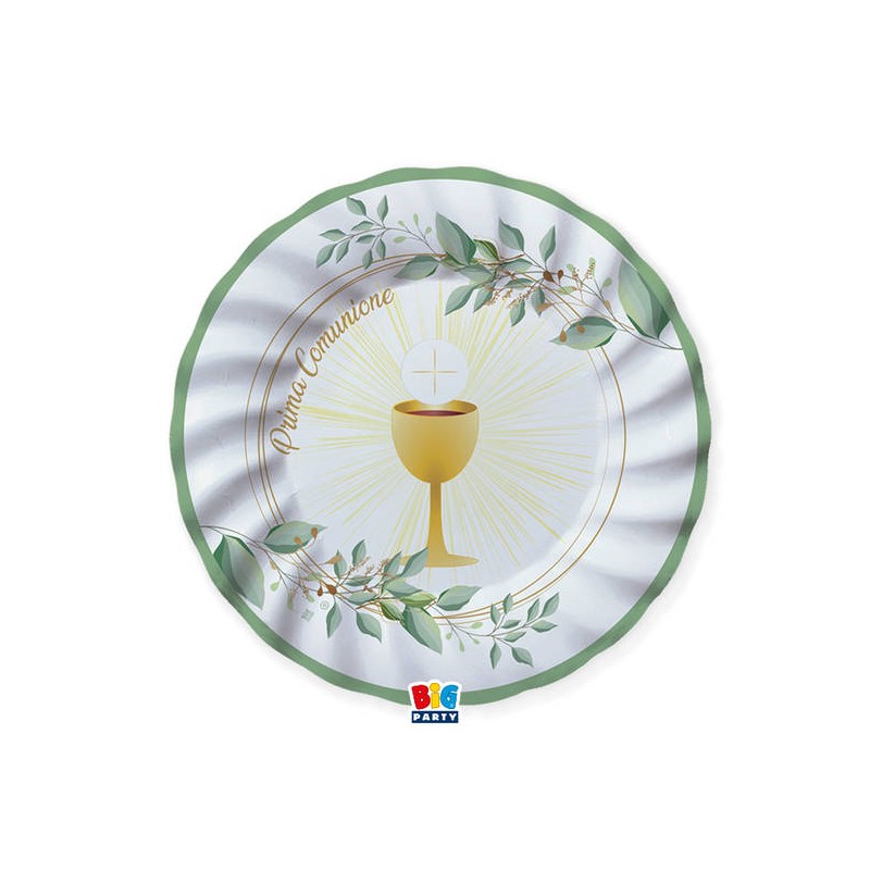 PIATTI CARTA PIANI ø25cm COMUNIONE OLIVE GREEN 8pz