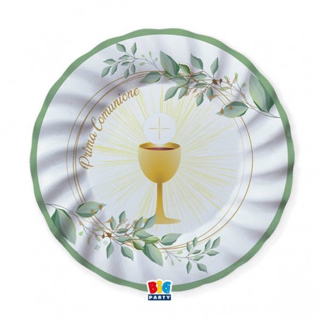 PIATTI CARTA PIANI ø25cm COMUNIONE OLIVE GREEN 8pz
