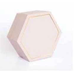 SCATOLA ESAGONALE C/DIVISORE INT. DUE SCOMPARTI 8x8x4cm 10pz ORO/ROSA