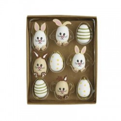 UOVA IN LEGNO 4,5cm DECORATE ASS.TE 9pz