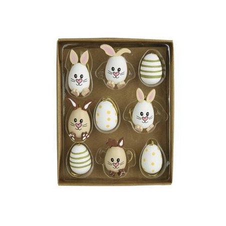 UOVA IN LEGNO 4,5cm DECORATE ASS.TE 9pz