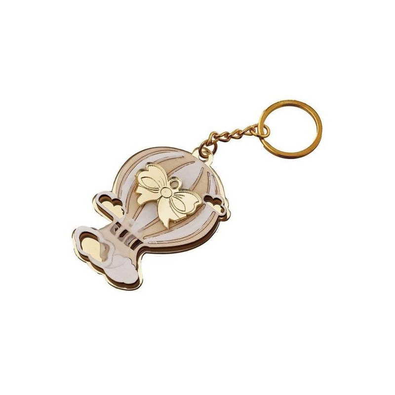 PORTA CHIAVI MONGOLFIERA PLEXI ORO H.6,5cm 12pz